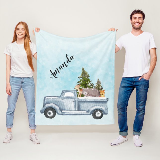Weihnachtsrucks mit Niedlichen Tieren Fleecedecke (Beispiel)