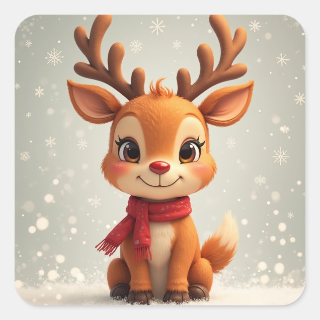 Weihnachtsrudolphsticker Quadratischer Aufkleber (Vorderseite)