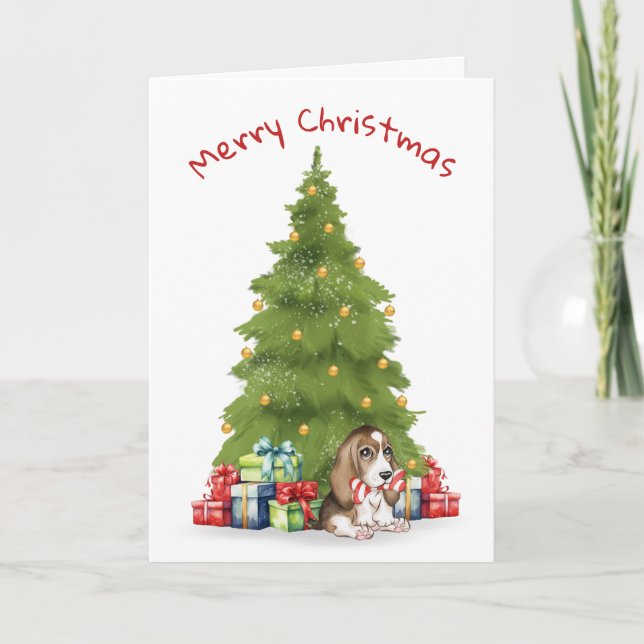 Weihnachtssaal mit Candy Cane Bone Feiertagskarte (Vorderseite)