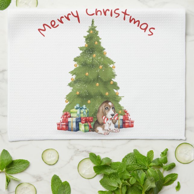 Weihnachtssaal mit Candy Cane Bone Geschirrtuch (Gefaltet)