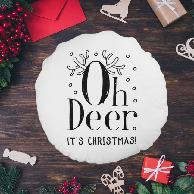 Weihnachtssaal mit lustiger Illustration rund Kiss Rundes Kissen (Von Creator hochgeladen)
