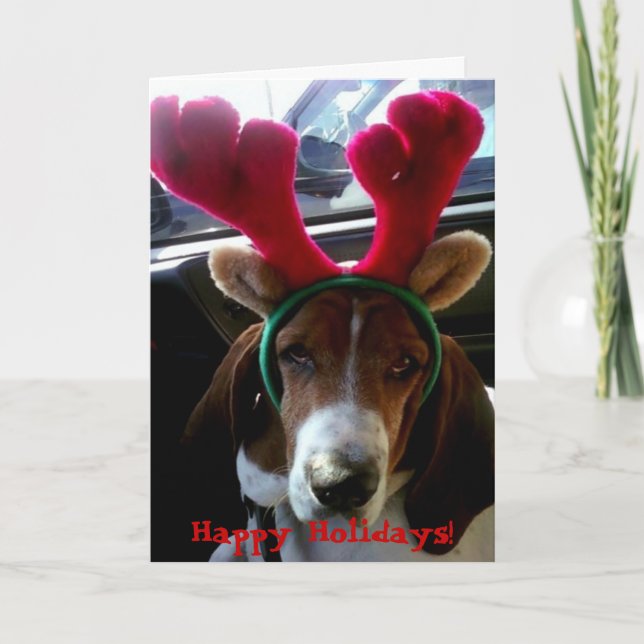 Weihnachtssaal-Rentierkarte Feiertagskarte (Vorderseite)