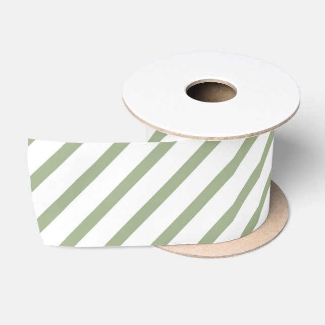 Weihnachtssage Green White Stripes Muster Satinband (Spule)