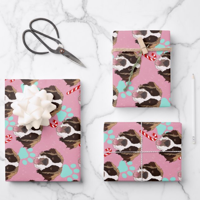 WeihnachtsSaint Bernard Geschenkpapier Set (Vorderseite)