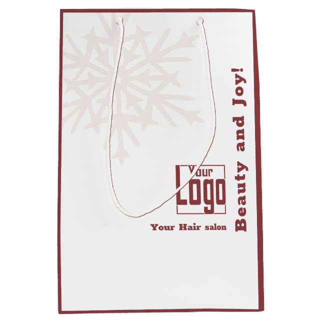 Weihnachtssaison Burgund White Hair Salon Paper Mittlere Geschenktüte (Vorderseite)