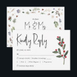 Weihnachtssaison in Aquarell RSVP Karte<br><div class="desc">Festliche Watercolor Winter Weihnachtsfoliage Hochzeit RSVP Enclosure Card - Design mit einer Vielzahl an botanischen Winterfolien,  die eine elegante,  leicht anpassbare UAWG bilden.</div>
