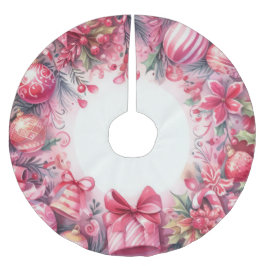 Weihnachtssaison in Aquarellen Polyester Weihnachtsbaumdecke