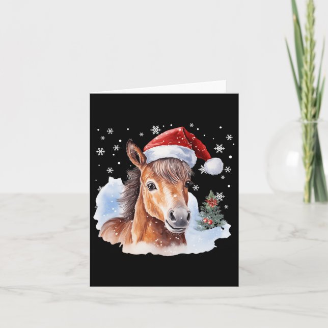 Weihnachtssaison Reitpferde Weihnachtsmannmütze Ti Karte (Vorderseite)
