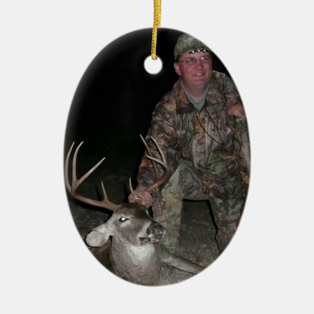 Weihnachtssammlungs-Rotwild-Jagd addieren Keramik Ornament (Vorne)