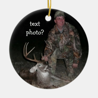 Weihnachtssammlungs-Rotwild-Jäger addieren Foto Keramikornament