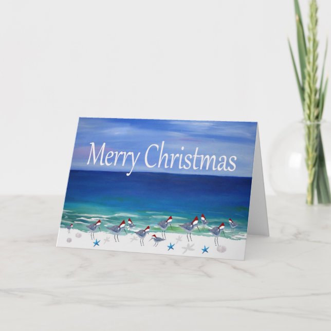 Weihnachtssandpfeifer Holiday Küstenkarten. Feiertagskarte (Vorderseite)