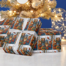 Weihnachtssänger Waldtiere Geschenkpapier