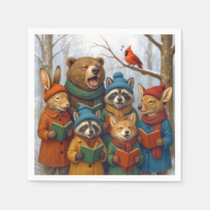 Weihnachtssänger Waldtiere Serviette