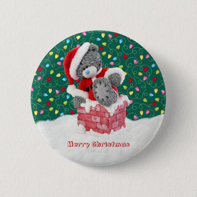 Weihnachtssankt-Teddybär-Knopf Button (Vorderseite)