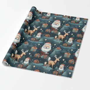 Weihnachtssanta und Rentiere Geschenkpapier
