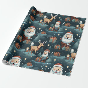 Weihnachtssanta und Rentiere Geschenkpapier