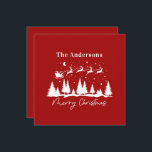 Weihnachtssanta und Rentierkarte Feiertagskarte<br><div class="desc">Weihnachten traditioneller Santa und RentierSchlitten-Design,  Raum für Nachrichten auf der Rückseite</div>