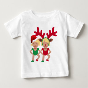 Weihnachtssanta-Zwillinge Emoji Baby T-shirt