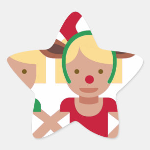 Weihnachtssanta-Zwillinge Emoji Stern-Aufkleber