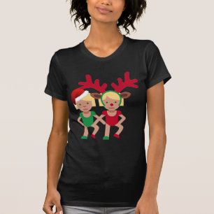Weihnachtssanta-Zwillinge Emoji T-Shirt