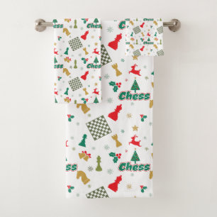 Weihnachtsschach - Stücke, Baum, Holly, Rentier Badhandtuch Set