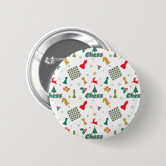 Weihnachtsschach - Stücke, Baum, Holly, Rentier Button (Vorne & Hinten)