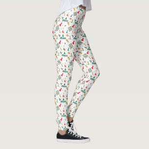 Weihnachtsschach - Stücke, Baum, Holly, Rentier Leggings