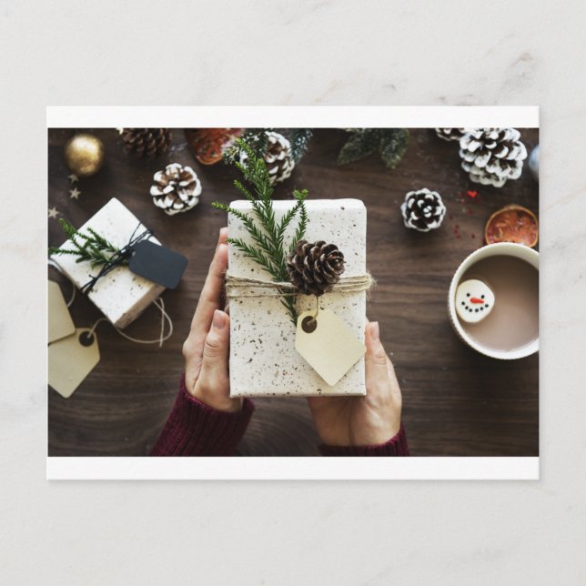 Weihnachtsschachtel Feiertagspostkarte (Vorderseite)