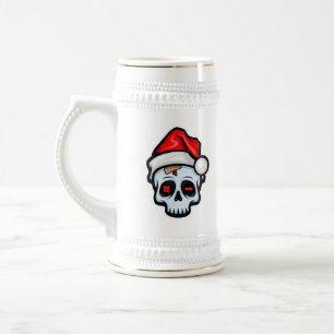 Weihnachtsschädel, Cartoon Stil Bierglas