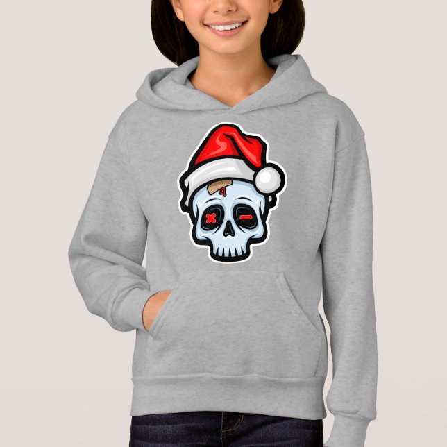 Weihnachtsschädel, Cartoon Stil Hoodie (Vorderseite)