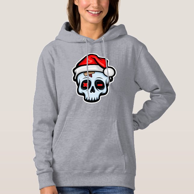 Weihnachtsschädel, Cartoon Stil Hoodie (Vorderseite)