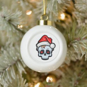 Weihnachtsschädel, Cartoon Stil Keramik Kugel-Ornament