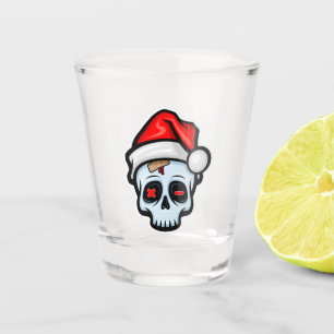 Weihnachtsschädel, Cartoon Stil Schnapsglas
