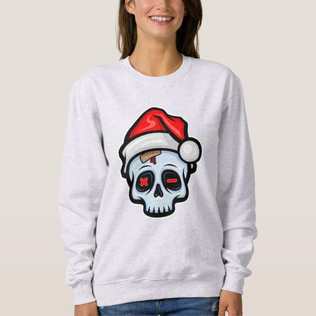 Weihnachtsschädel, Cartoon Stil Sweatshirt (Vorderseite)