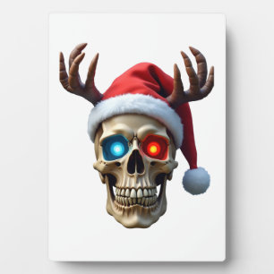 Weihnachtsschädel mit Santa Hut und Geweih Mystik  Fotoplatte