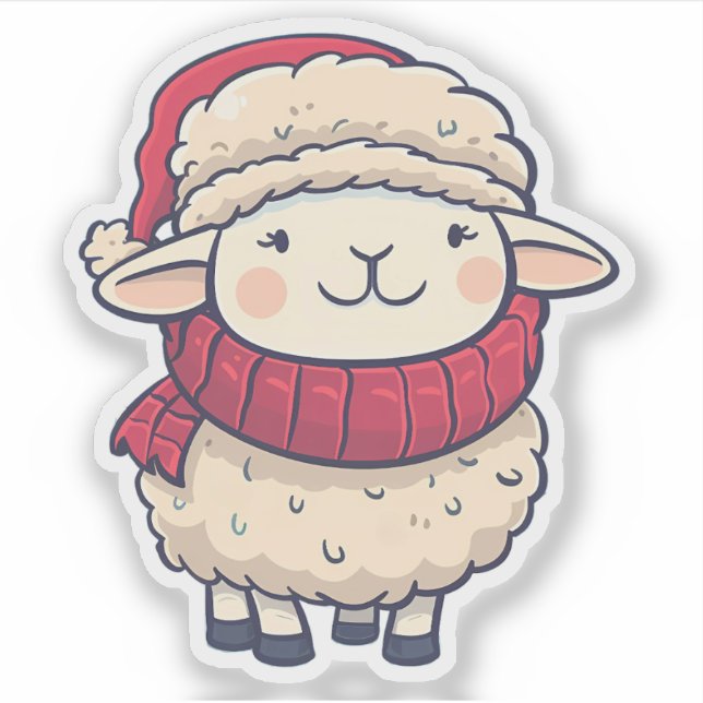 Weihnachtsschaf Aufkleber (Vorderseite)