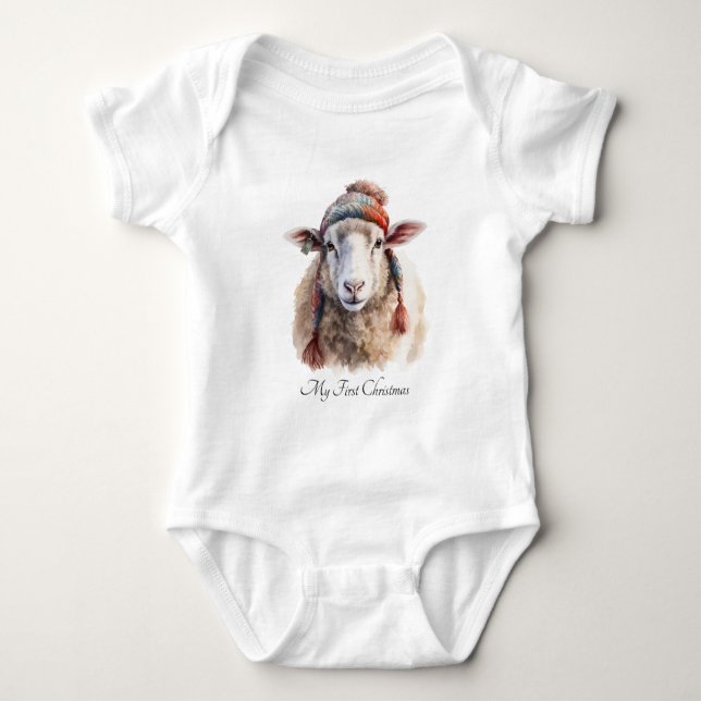 Weihnachtsschaf Baby Strampler (Vorderseite)