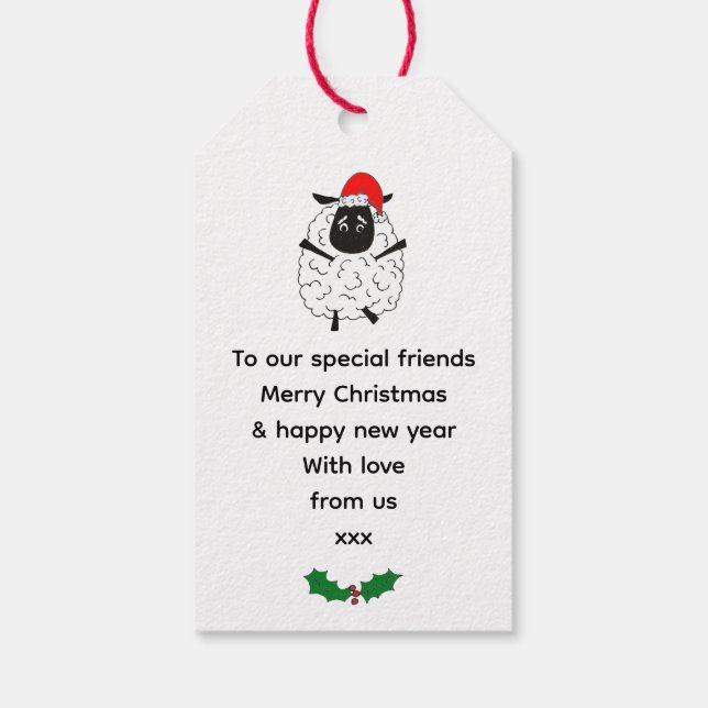 Weihnachtsschaf-Geschenktags Geschenkanhänger (Rückseite)