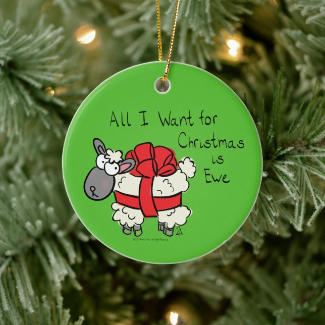 Weihnachtsschaf Kinder Cartoon Keramik Ornament (Baum)
