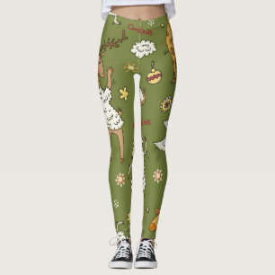 Weihnachtsschaf: Vintage Illustration von Tieren. Leggings
