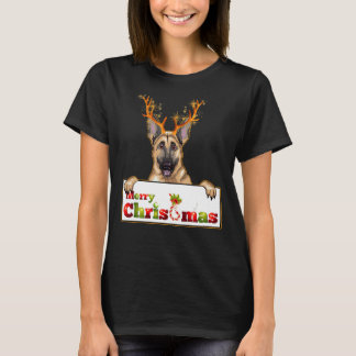 Weihnachtsschäfer Hund mit Antlern T-Shirt