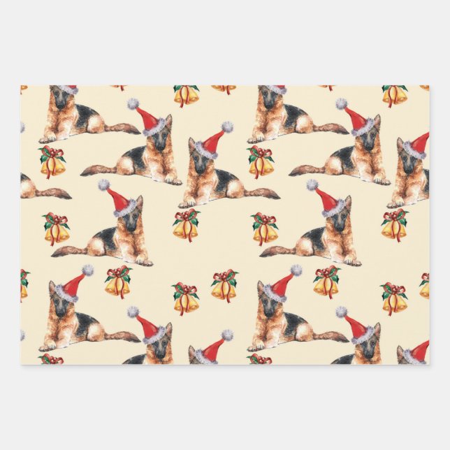 Weihnachtsschäfer Hundeschenk, Hundebesitzergesche Geschenkpapier Set (Vorderseite)