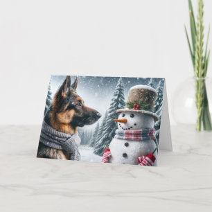 Weihnachtsschäfer mit Schneemann Karte