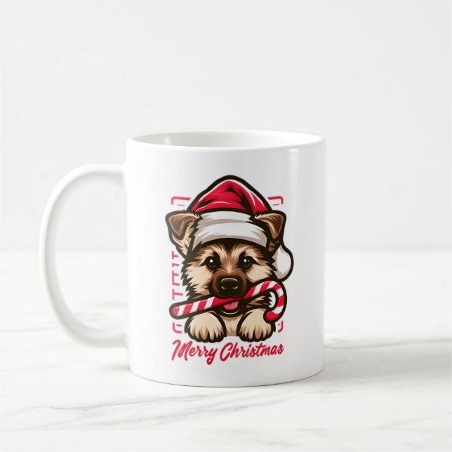 Weihnachtsschäfer mit Weihnachtsmannmütze Kaffeetasse (Links)