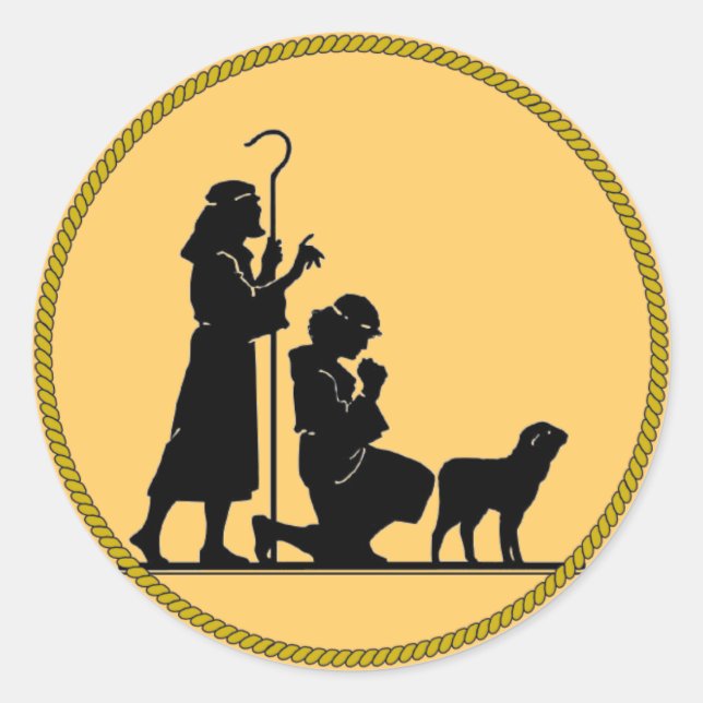 Weihnachtsschäfer-Silhouette Runder Aufkleber (Vorderseite)