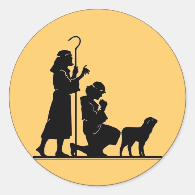 Weihnachtsschäfer-Silhouette Runder Aufkleber (Vorderseite)
