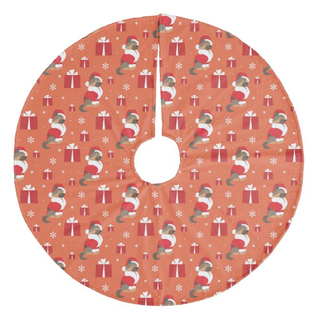 Weihnachtsschäfer und Präsentationsmuster Fleece Weihnachtsbaumdecke (Vorderseite)