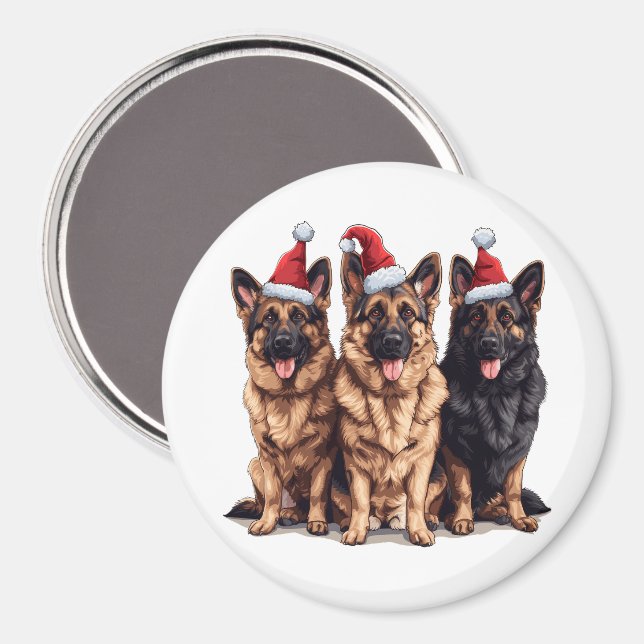 Weihnachtsschäfer Weihnachtshunde Magnet (Vorderseite/Rückseite)