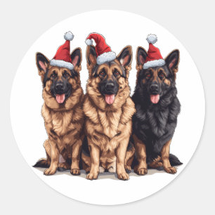 Weihnachtsschäfer Weihnachtshunde Runder Aufkleber
