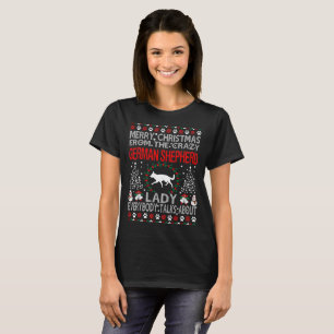 Weihnachtsschäferhund-Hundedame Ugly Sweater T-Shirt